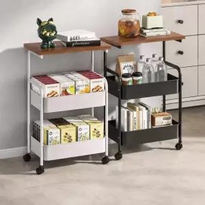 이동식 소파 사이드테이블 침대 협탁 수납 트롤리 2단 바스켓