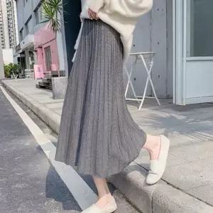 서치B3 롱스카프 긴치마 주름 롱스커트치마 데일리 신상 롱치마 인기 여성 니트 생활