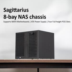 사지타리우스 8베이 NAS 케이스 MATX 메인보드 지원 ATX 전원 공급 장치 4개의 풀 하이트 PC E 슬롯 용량 21.8L