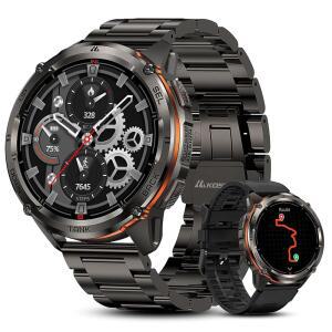 KOSPET TANK T3 ULTRA 2 남성용 러기드 GPS 스마트워치 170개 이상의 스포츠 모드 | 풀 스테인리스 스틸 바디 군용 등급 긴 배터리 수명 전화 받기/통화하기 압력 감지고도&나침반(2 밴드)