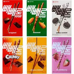 롯데웰푸드 빼빼로 6종 1개씩 (딸기37g+초코 오리지널 54g+아몬드37g+화이트쿠키37g+크런키39g+초코필드53g)
