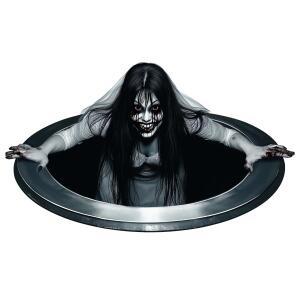 할로윈 3D 벽 스티커, 무서운 공포 긴 머리 유령 신부 바닥 데칼 소름 끼치는 침실 거실 홈 장식
