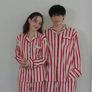 홀리데이레드 피치기모 긴팔 커플 잠옷 상하세트