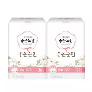 생리대 좋은느낌 좋은순면 중형 36매 X 2팩