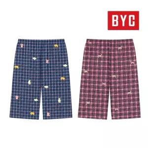 BYC 여성 40수 순면 체크 잠옷 바지 파자마 7부 하의 홈웨어 1매입 8023 455401