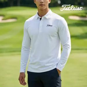 타이틀리스트 골프 남성 긴팔티셔츠 베이직 LS 폴로 셔츠 화이트 TNPMT3109