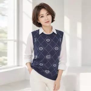 크로커다일레이디 아가일 패턴 여성 니트 베스트 CLDWSW109