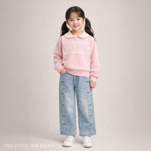 로엠걸즈 기모 사이즈 리본 자수 와이드 데님 RGTJ25T5P