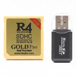 새로운 2DS/3DS/LL/XL NDSL NDSI와 호환되는 R4 SDHC 골드 프로 2026 듀얼 코어 레볼루션 카트리지 카드 어댑터 타임밤 없음 사전 로드된 플러그 앤 플레이 포함