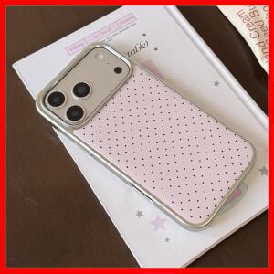 스타일의 INS 도트 패턴 전기도금 실버 아이폰 케이스 (iPhone 17 Pro Max, 18, 13, 14, 15, 16 호환), 충