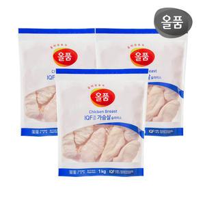 올품 IQF 닭가슴살 슬라이스 3kg