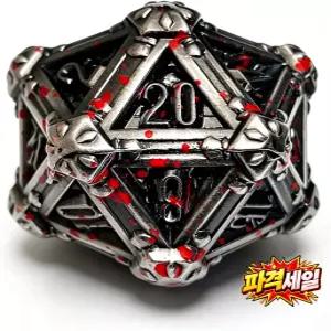 메탈 DND D20 23mm 다이스 던전즈 드래곤즈 RPG 롤플레잉 게임용 D와 D 주사위 선물 상자 (그레이 +
