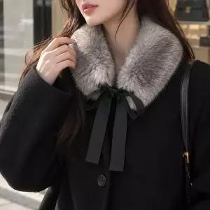 (큰손할인) 리본퍼넥카라 여우 머플러 페이크퍼 토끼 숏 털 리본