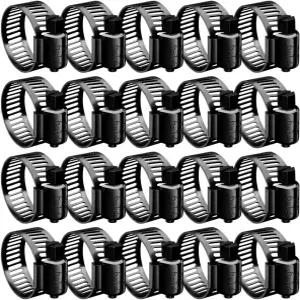 BOTTEN 20개 블랙 호스 클램프 1/4 -7/16 (6-12mm)304 스테인리스 스틸 조절식 웜 기어 모음 키트