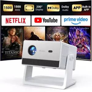 미니 스마트 프로젝터 WiFi 및 블루투스가 지원되는 1500 ANSI 휴대용 270 스탠드의 HAPPRUN 4K 풀 HD 홈