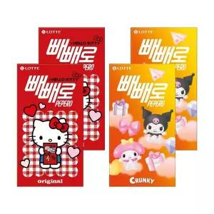 산리오 빼빼로 키티 초코8입 x2개+ 쿠로미 크런키8입 x2개