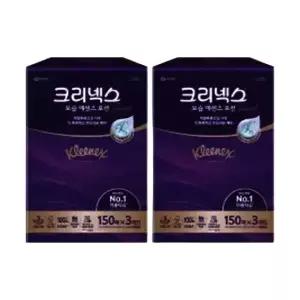 크리넥스 보습에센스 로션 천연펄프 미용티슈 3겹 150매 3입 2개