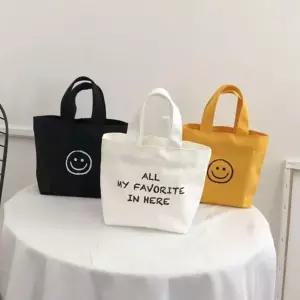 (올핀)미니 캔버스 에코백 스마일 토트백