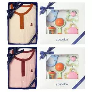 [갤러리아] (압소바출산,백일,돌,아기내의세트)노블슬림내의+5종딸랑이세트(AB27A1AN24SET)