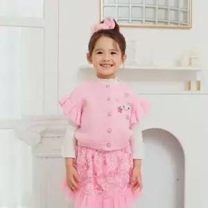 [갤러리아] 프렌치캣 여아 가을 겨울 핑크 별 고양이 니트 조끼 Q45DAW011