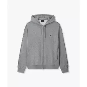 EMPORIO ARMANI UNDERWEAR 남성 로고 트림 후디드 라운지 집업_그레이 0816138001