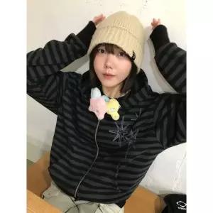 UNTITLED SEOUL 언타이틀 스테리나잇 스트라이프 후드집업 블랙