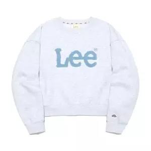 리 LEE 우먼 빅 트위치 부클 기모 맨투맨 라이트그레이