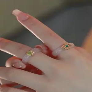 천연옥반지 여성 클래시키 화이트 자스퍼 반지 디자이너 링