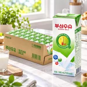 부산우유 멸균 흰우유 200ml, 24개