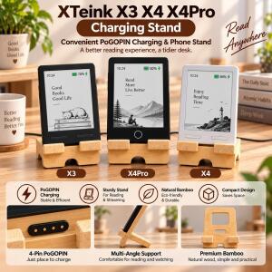 XTEINK 나무 재질 충전 스탠드  X3  Pro 전자책 리더기용  4핀 포고 도크  데스크탑 거치대  케이블 포함