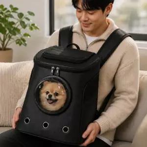 고양이 이동가방 외출백팩 통풍 강아지 반려동물 캐리어 투명창