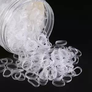 쇼프 체험판 대용량 투명고무줄 1통1000개 직경1.5cm 헤어끈 보자기포장고무줄