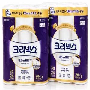 크리넥스 데코&소프트 와이드 화이트 33m 24롤, 2팩