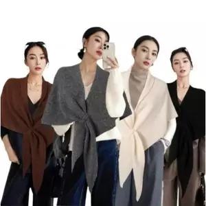 삼각 방한 숄 어깨망토 목도리 니트 체온유지 레트로 가을 가을