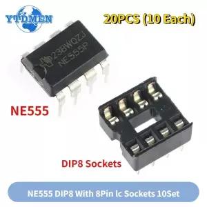 점화 코일 모듈20개 NE555 IC 타이머 프로그래밍 발진기 칩  8핀 DIP 소켓 키트(각 10개)