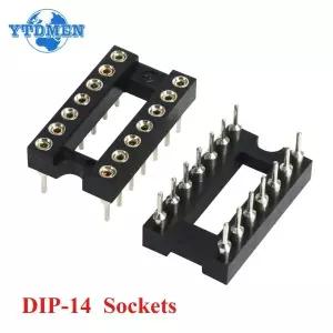 10pcs DIP-14 둥근 구멍 14 핀 IC 소켓 2.54MM 어댑터 솔더 커넥터
