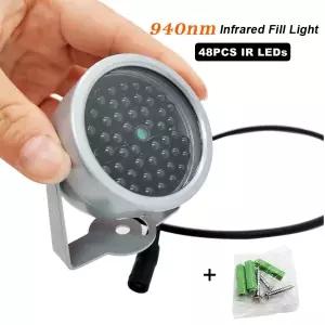 미니 소형 보이지 않는 조명기 940NM 적외선 90도 48pcs LED IR CCTV 야간 감시 감시를 방수 채우기 빛