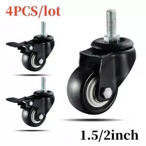 4pcs/kit 가구 캐스터 1.5/2Inch M8/M10 스레드 스템 회전 바퀴 브레이크 없음/브레이크 포함 헤비 듀티 커