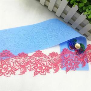 Aomily 레이스 플라워 웨딩 40x9.5cm 케이크 실리콘 아름다운 퐁당 몰드 무스 설탕 공예 아이싱 매트 과자