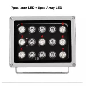 장거리 IR 조명기 7pcs 레이저 + 어레이 Led ourdoor 채우기 빛 적외선 LED CCTV 카메라 Nightvision