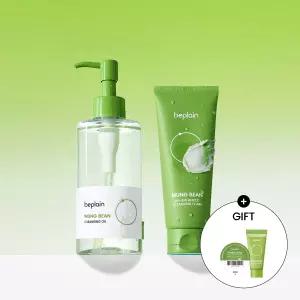 비플레인 녹두 약산성 클렌징폼 80ml+오일 200ml (폼20ml+필링젤15ml)