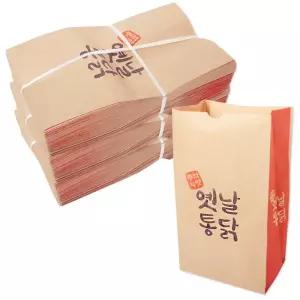 옛날통닭 각대봉투(대) 300장-크라프트 w형 종이봉투