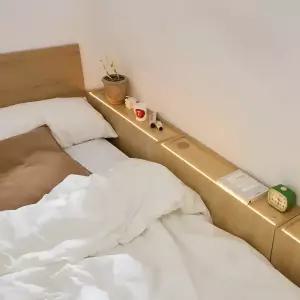 트루베퍼니처 핏 테이블 침대헤드 LED조명 틈새수납장 침대협탁 선반 2type