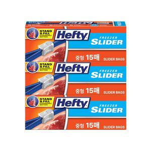 [헤프티] 냉동 중형 슬라이더 지퍼백 45매_15매*3팩