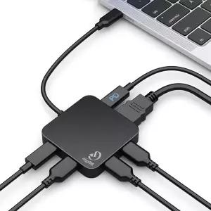 스퀘어 USB 3.0 C타입 멀티 허브 / 노트북 아이패드 갤럭시탭 태블릿 포트 확장 허브 (6포트, HDMI, PD충전, C타입 포트, 선길이 20cm)