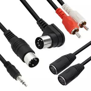 MIDI 미디 5핀 케이블 신디 키보드 반주기 피아노 오디오 인터페이스 연결선 TRS 3.5 mm A / B 타입 DIN 딘 단자 AUSGANG AUX 리시버 출력 RCA 음향 잭