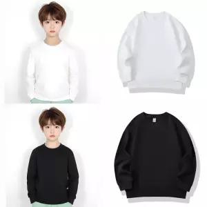 루나버블 베이직 블랙 화이트 맨투맨 티 [검정 흰색] 9-21호 주니어 초등학생 중학생 아동 어린이 남아 여아 남녀공용 키즈 유치원 졸업 앨범 촬영 오케스트라 공연 행사 학예회 기본 라운드넥 U넥 무지 맨투맨티