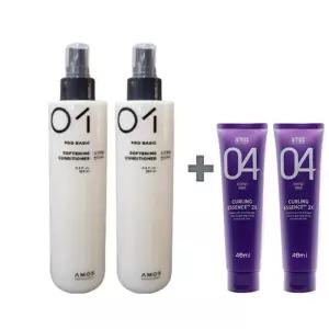 아모스 프로 베이직 소프트닝 컨디셔너 250ml x2개(500ml) + 휴대용 컬링 에센스 40ml x2개