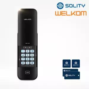 [설치포함] 웰콤 WR-215 디지털도어락 카드키4개 즉시잠김 마스터번호 스마트 현관문 도어락 현관 번호키 교체