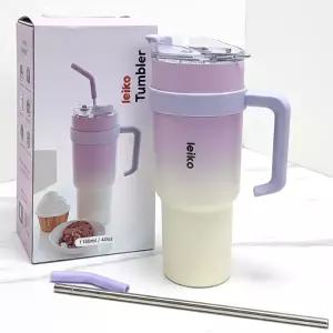 레인보우 텀블러 1180ml 대용량 듀얼리드 텀블러 /보온 보냉 빨대 손잡이 대형